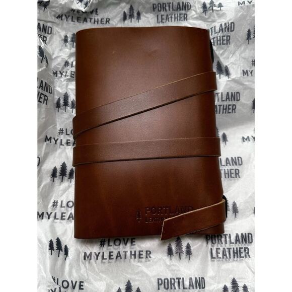 New Portland Leather Medium Wrap Journal Brown w/ Blue Stone Embellishment - Picture 2 of 3